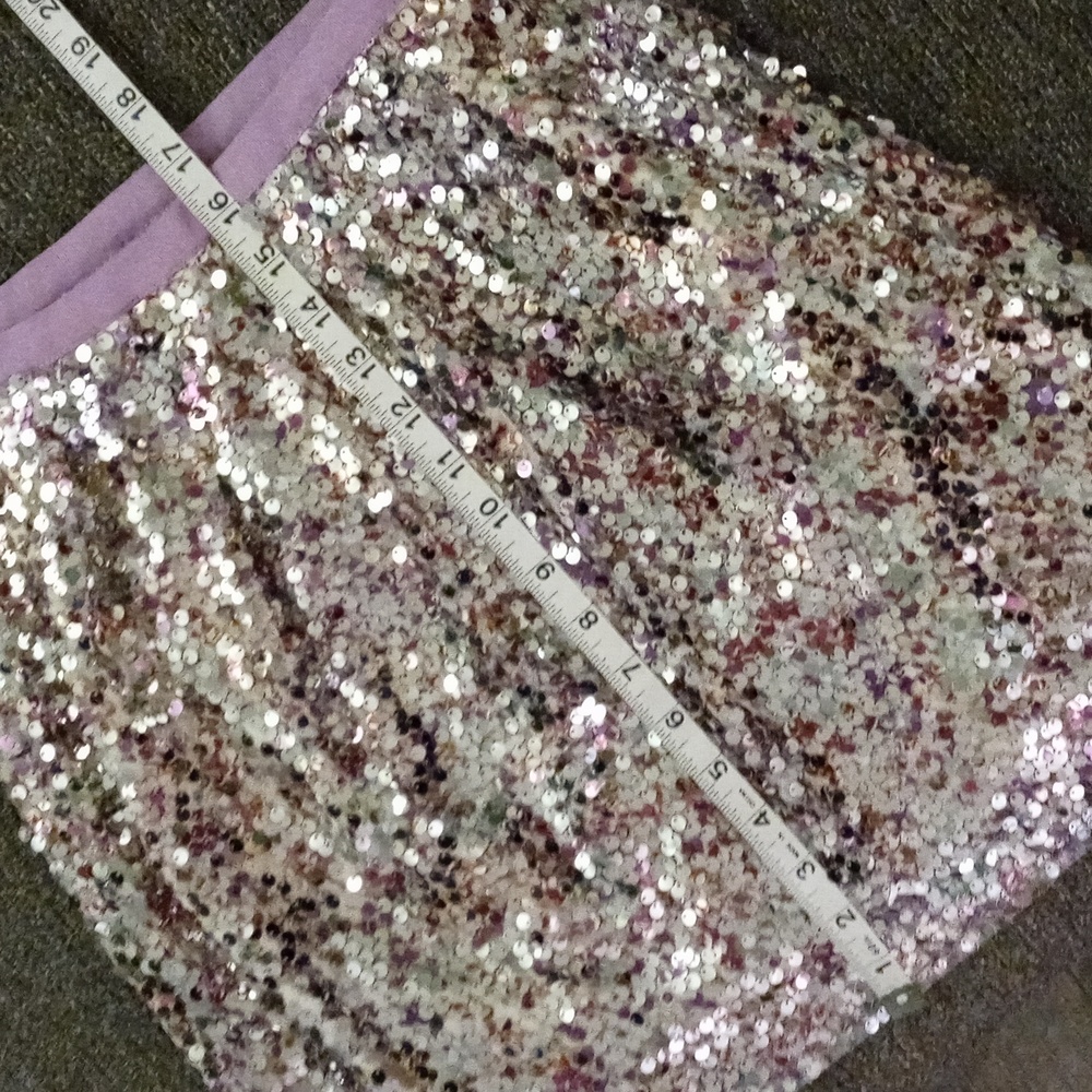 🆕️✨️HTF J. Crew Collection✨️- Silver/Purple Sequin Faux Wrap Skirt - Picture 15 of 15